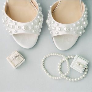 Blue by Betsey Johnson Cara Pearl Satin Block Heel